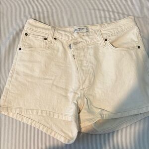Abercrombie & Fitch Cream Jean Shorts High-Waisted Denim